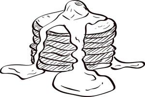 Illustration sketch of pancake cake with butter on top vector