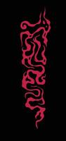 Abstract wavy and swirled elements, tattoo style, red color on black background vector