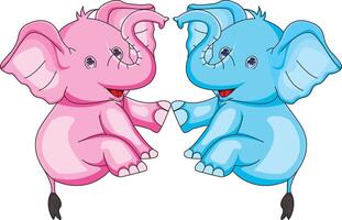 Baby Elephant Sitting On Floor Making Heart Shape With Their Tongue Illustration vector