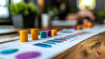 Data visualization with colorful blocks demonstrating business analytics photo