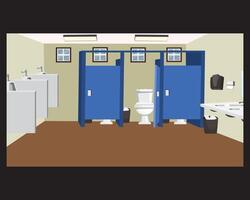 Public Toilet For Men, Empty WC Restroom Interior vector