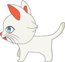 Cartoon Cat Side View Smiling Kitten Illustration vector