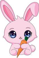 Chibi Rabbit With Carrot Illustration vector