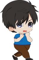 Cute Scared Boy Running Away Crying Chibi Character vector
