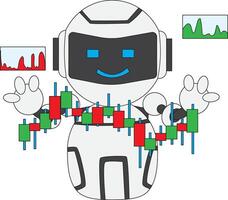 Cute Robot Chatbot Data Screen Illustration vector