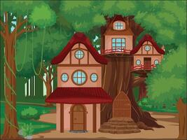 Fantasy Tree House Treehouse Illustrations vector