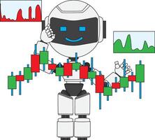 Cute Robot With Data Screen vector
