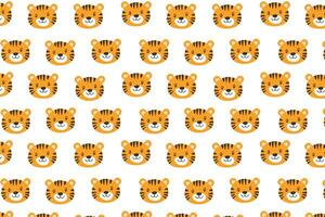 A pattern of tiger faces on a white background design vector
