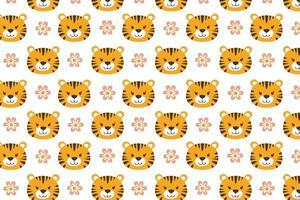 A pattern with a tiger face on it background vector