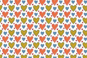 A colorful pattern with hearts hand drawn vector