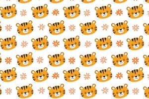 A pattern with a tiger face on it background design vector