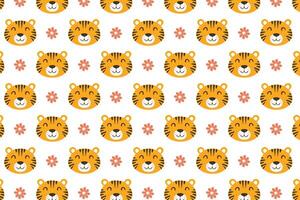 A pattern with tigers and flowers on it illustration background vector