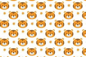 A pattern with orange and white tigers background vector