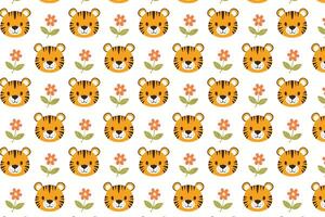 A pattern with tigers and flowers design vector