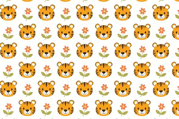 A pattern with tigers and flowers design