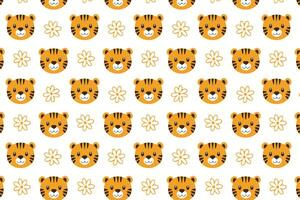A pattern with a tiger's face and flowers design illustration vector