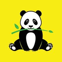 A panda bear sitting on a yellow background vector