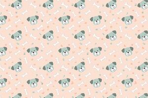 A dog pattern with bones and hearts on a peach background vector