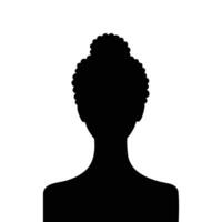 A silhouette of a woman's head with a bun flat style design vector