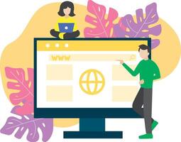 People Searching For Information Web Search Concept Flat Illustration vector