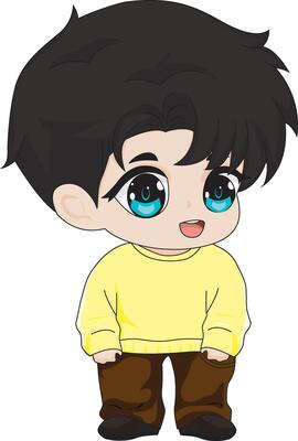 Anime Chibi Boy Standing Character