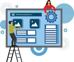 Website Construction, Web Design Concept Flat Illustration vector