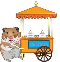 Cute Hamster With Turkey Ice Cream Stall vector