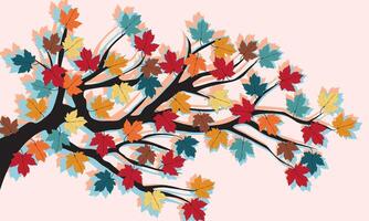 Sugar Maple Tree Branches Colorful Leaves Illustration vector