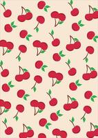 Red Cherry Fruit Wrapping Pattern Background vector