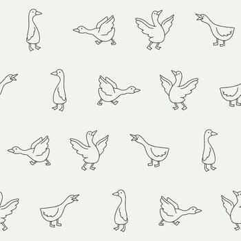 Outline Goose Seamless Pattern Background for Print Fabric Surface Fashion Wrapping vector