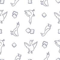 Outline Seamless Pattern of Goose Animal Bread Background for Fashion Wrapping Print Fabric Surface vector