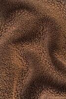 High-resolution macro shot of curly teddy recycled polyester fleece fabric. photo