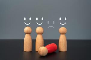 Discontent and dissatisfaction causes depression and dismissal of the participant from the group. Mental health. Every fourth. Problems with alcohol and drugs. photo