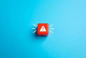 Alert and red warning. Cybersecurity, financial crises, medical emergencies, and system failures. Representing risks, hazards, and the necessity for rapid response to avoid negative consequences. photo