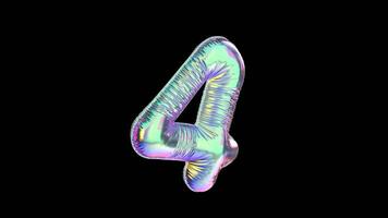4 Number Balloon Iridescent Typefaces On Alpha Loop video