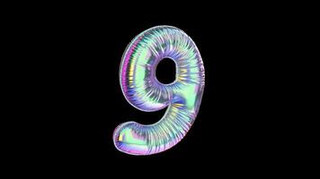 9 Number Balloon Iridescent Typefaces On Alpha Loop video