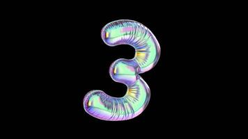 3 Number Balloon Iridescent Typefaces On Alpha Loop video
