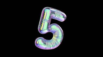 5 Number Balloon Iridescent Typefaces On Alpha Loop video