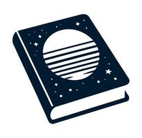 An open book with a moon and stars on it with a white background. vector