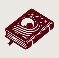An illustration of a book with a moon on it vector
