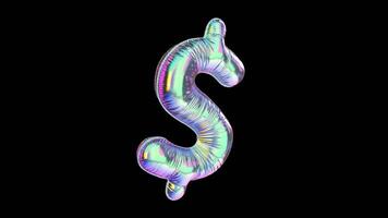 Dollar Sign Symbol Balloon Iridescent Typefaces On Alpha Loop video