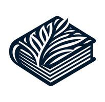 An open book with leaves on it vector