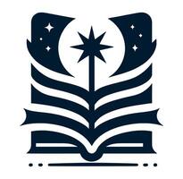 An open book with a star on top vector