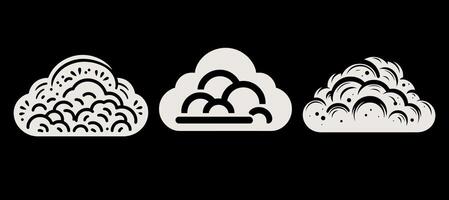 Three different types of clouds on a black background vector