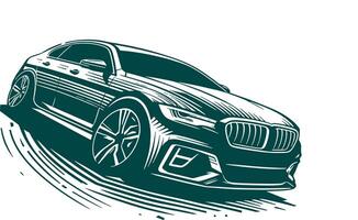 A car is shown in a drawing style vector
