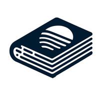 A book with a sun on top of it vector