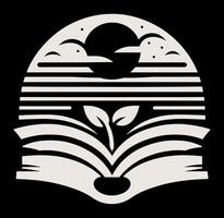 An open book with a plant growing out of it vector