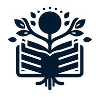 An open book with leaves and a tree vector