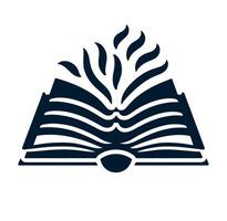 An open book with flames coming out of it vector