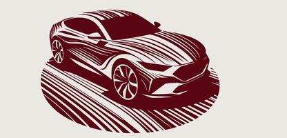A car is shown in a stylized drawing vector